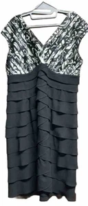 Vestido Dressbarn 14W Blanco Negro Satinado Talla Grande Falda en Capas Formal Elegante - Imagen 1 de 7