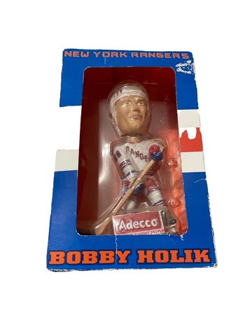 Adecco New York Rangers Bobby Holik Hand Crafted Bobble Head In Box Cover