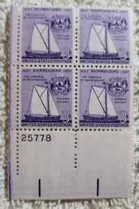 Shipbuilding In America 350 Years 1957 3cent Block Of 4 US Stamps - Picture 1 of 2