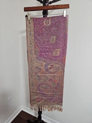Bufanda 100 % pashmina cachemira púrpura/multicolor NUEVA Foto 1 de 4