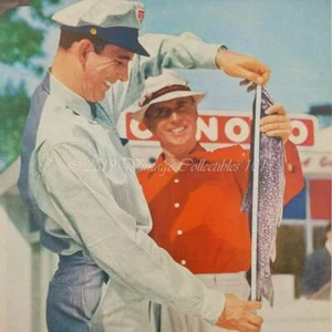 1962 Conoco Gas Station Attendant Speckled Trout fish photo art decor print ad - Picture 1 of 2