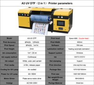 ACHI A3 XP600 Nozzle UV DTF Printer Varnish Transfer Sticker Printing AB Film CA - Picture 1 of 14