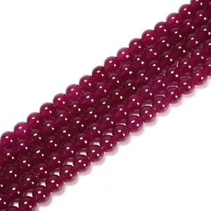 Fuchsia Jade Crystal Smooth Round Beads Size 6mm 8mm 10mm 15.5" Strand - Picture 1 of 4