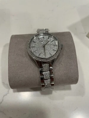 Michael Kors MK3822 Women's Slim Runway Pavé Silver-Tone Bracelet Watch 38mm - Image 1 of 4