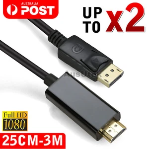 DisplayPort DP to HDMI Cable Male to Male Cord With Audio UltraHD 1.8M 1080P - Picture 1 of 9