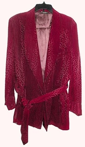 Original Vintage Burgunderrot RAUCHER JACKE Satin Jacquard um 1950 Whitner's Reading PA - Bild 1 von 10