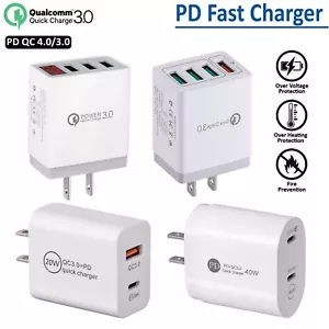 Dual PD Fast Charger 40W 4 USB Port Wall Adapter Power Type C QC3.0 for iPhone - Picture 1 of 32