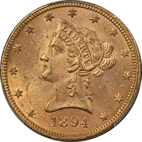 1894-P Liberty Gold $10 PCGS MS63+ Great Eye Appeal Strong Strike Cover