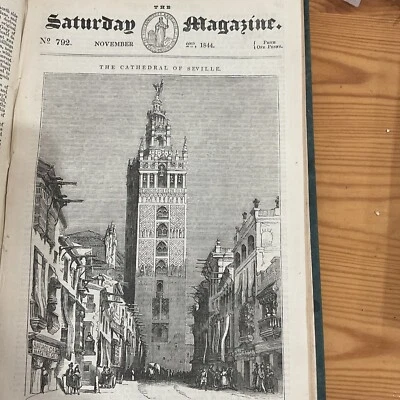 Impresión antigua 1844 - SEVILLA, ESPAÑA - La catedral y la torre de la Giralda Foto 1 de 4