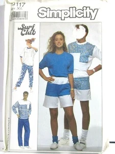 Simplicity Muster 9117 Größe XL Misses Herren Teens Hose Shorts Oberteil ungeschnitten 1989 - Bild 1 von 2