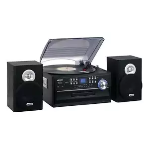 Sistema stereo Jensen Shelf con giradischi, CD, AM/FM radio e lettore cassette - Foto 1 di 4