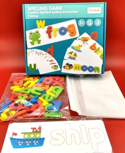 Wooden Alphabet Letter Spelling Puzzle: Educational Kids Matching Game - Picture 1 of 7