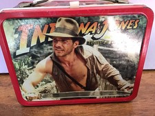 Vintage Indiana Jones Temple of Doom Metal Lunchbox WITH THERMOS 1980s