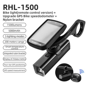 ROCKBROS Bike Light GPS Set ANT+ Speedometer With Bracket Smart Bike Headlight - Picture 1 of 34