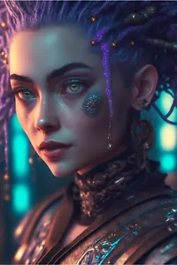 Cyberpunk Princess Stampa artistica futuristica luminosa 564177305 - Foto 1 di 1