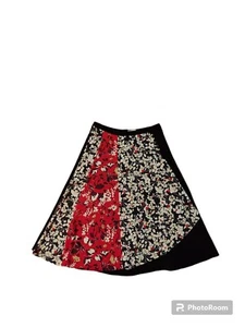 Calvin Klein Skirt 4 Black Floral Patchwork Midi Career Office Whimsigoth Fairy - Picture 1 of 11
