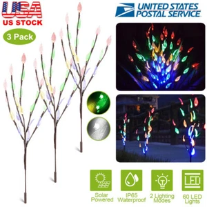 3 PCS 60 LED Solar Garden Lights Tree Branch Leaf Shape Lamp IP65 Waterproof Sol - Picture 1 of 8