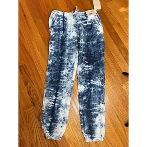 Girls Vanilla Star tie dyed chambray joggers size 12 NWT 100% cotton elastic hem - Picture 1 of 6