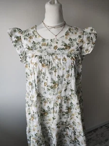 Bnwt Laura Ashley white Green Floral boho Summer short dress 12 Casual womens - Picture 1 of 7