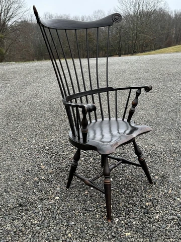 Ashlen fan back Windsor knuckle arm chair in crackle black finish Ashlen 1983 Cover