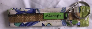 Diengie Designs Burlap Blue Green White Fabric Art Key Chain Loop Hand Made New - Picture 1 of 8