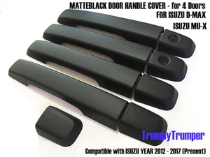 MATTE BLACK 4 DOOR HANDLE COVER TRIM FITISUZU D-MAX DMAX MU-X 2012-2019 PICKUP - Picture 1 of 4