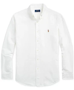 Camisa Polo Ralph Lauren Oxford Para Hombre/Calce Ajustado Blanca X-Grande XL - Imagen 1 de 5