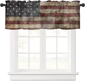 Litter Star Independence Patriotic Flag 18" L x 54" W Valance Rod Pocket Curtain - Picture 1 of 3