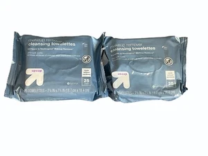 2 Up & Up Makeup Remover Cleansing Towelettes Wipes 25 Ct Each Target NEW - Picture 1 of 4