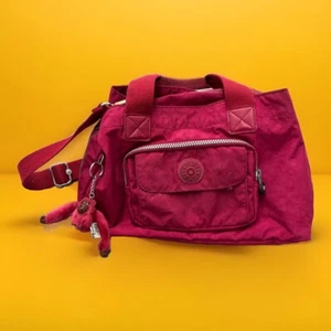 BOLSO DE MANO KIPLING ROSA BRILLANTE MONO ISABEL BOLSILLOS DELANTEROS CREMALLERAS K - Imagen 1 de 9