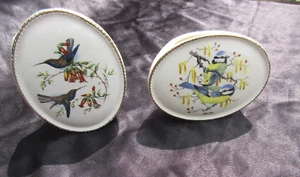 Vintage Pair Of Small Oval Posy Vases By Szeiler Studio England birds - Picture 1 of 5