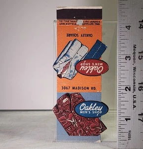 Oakley Men's Shop Madison Rd Vintage 1950s Shirt Design Matchbook - Picture 1 of 2