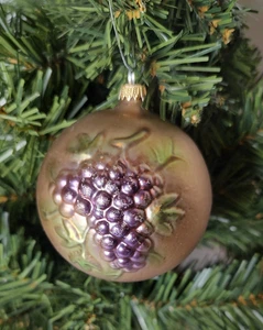 Mazzo di uva frutta zuccherata Krebs decorazione natalizia Germania vetro Lauscha - Foto 1 di 9