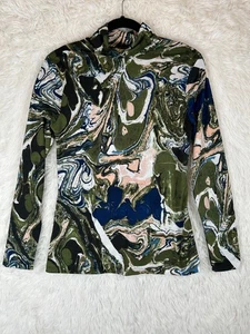 Rachel Comey x Target M Green Multi Marble Swirl Print Langarm Rollkragen - Bild 1 von 7