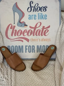 Spring Step Ginosa Slide Sandals Camel Brown Woven Women's 39 8.5 - NWOB $109 - Picture 1 of 8