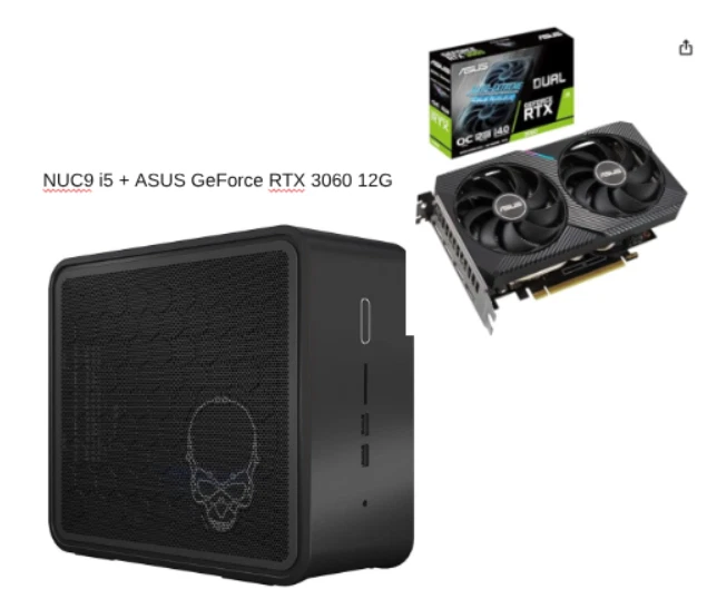 Intel NUC BXNUC9I5QNX  i5  16GB 500GB +  ASUS GeForce RTX 3060 12G - GAMING - Image 1 of 4