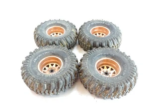 4x Duratrax C3 Deep Woods CR 1/10 RC Crawler Tires on Metal Beadlock Wheels 12mm - Picture 1 of 7