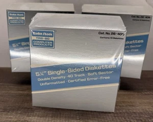 3-10 Disk Boxes~1980’s Radio Shack Single-Sided 5 1/4” Diskettes~FACTORY SEALED - Afbeelding 1 van 5