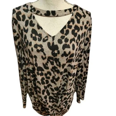 Maurices 24/7 XXL Knot Front Leopard Print Top  - Image 1 of 4
