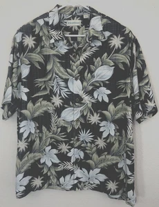 Camisa Caribe Manga Corta XL Modal Poliéster Estampado Hawaiano Negra Usada en Excelente Condición 5M38 - Imagen 1 de 6