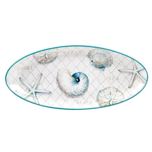 Meerblick 9,75 Zoll Mehrfarbige Steingut Oval Fischplatte - Bild 1 von 12