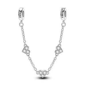 MULA 925 Sterling Silver DIY Charm Safety Chain Eternal Love for Women Bracelet - Picture 1 of 5