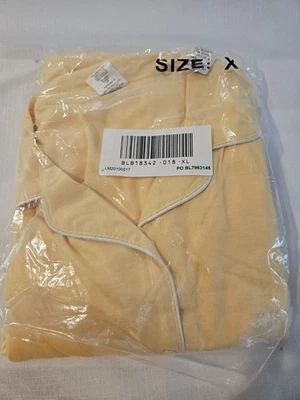 BLAIR Mujer XL 2 PIEZAS PIJAMA Amarillo Abotonado LS Top Cintura Elástica Pantalón Suave Foto 1 de 4