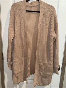 DAMEN TUNIKA CARDIGAN PULLOVER-MARKENLOS-POLY ROSA GRÖSSE LARGE PASST XL NEU OHNE ETIKETT - Bild 1 von 4