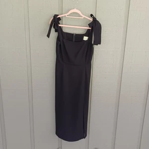 Sezane Dorotha Midikleid Gr. 40 US 8 Damen feminin Schulterschlitz zum Binden schwarz - Bild 1 von 13