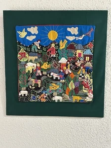 Vintage Folk Art Arpillera South American Embroidered Wall Decor - Picture 1 of 8
