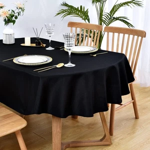 Oval Tablecloth 60 x 84 Inch Washable Fabric Table Cloth Solid Black Table Co... - Picture 1 of 8