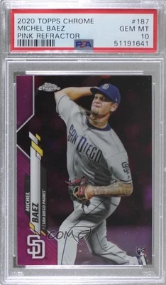 2020 Topps Chrome Pink Refractor Michel Baez #187 PSA 10 GEM MT Rookie RC - Image 1 of 2