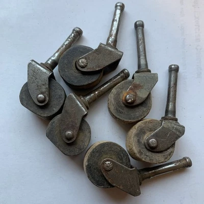 Vintage Furniture Wooden Wheels Set of 6 Replacements for Restoration Parts DIY - Image 1 of 4