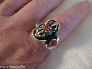 Tibetan Buddhism .925 Sterling Silver Dorje Vajra Spin Ring II India - Picture 1 of 4